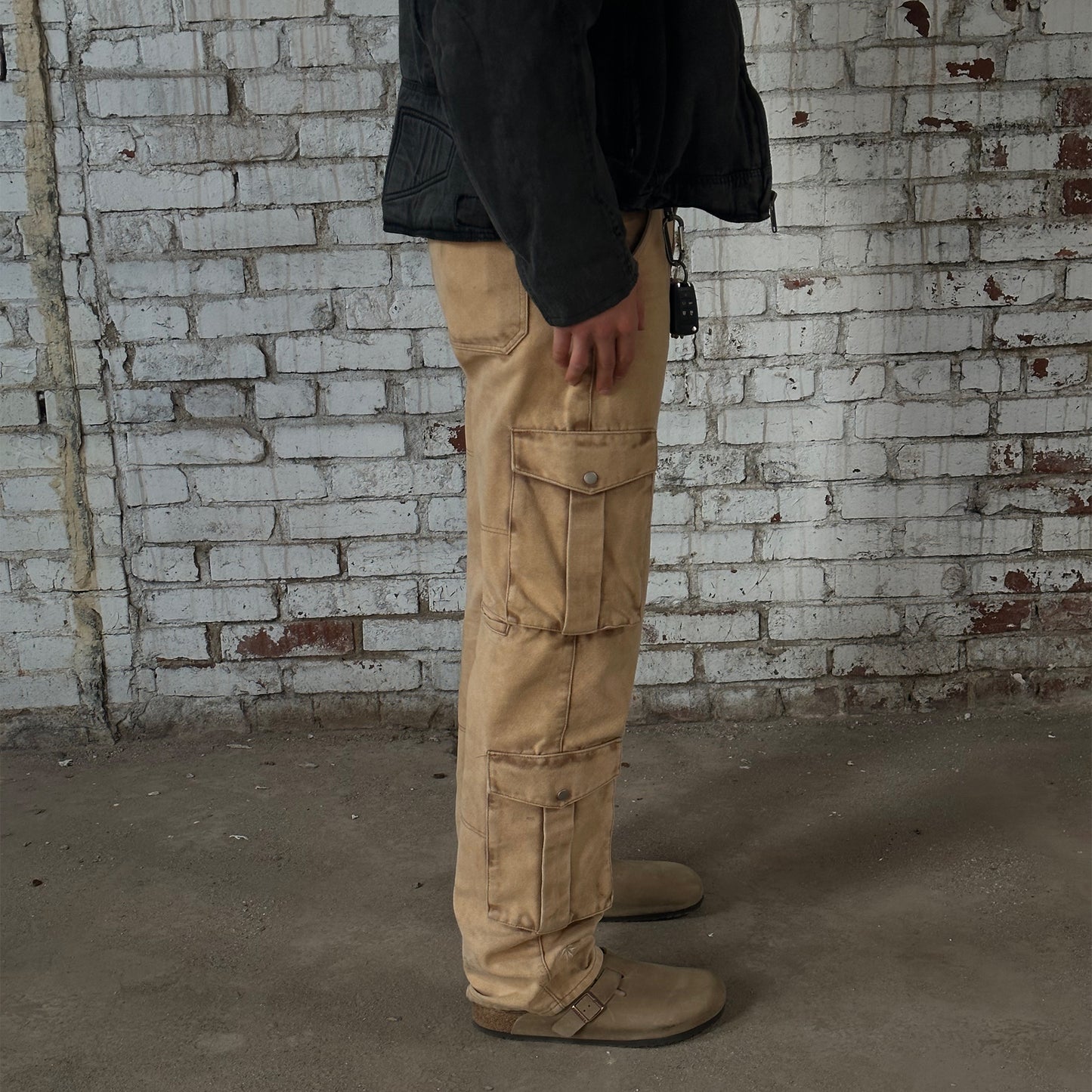 8 Pocket Stone-Washed Canvas Cargo Pants