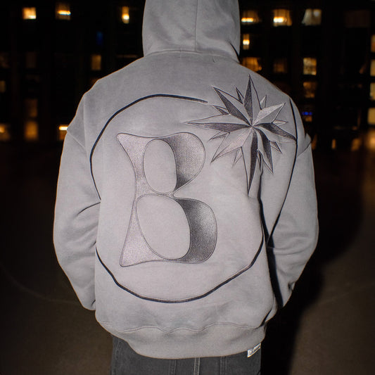 "Midnight Grey" Big B Embroidered Hoodie
