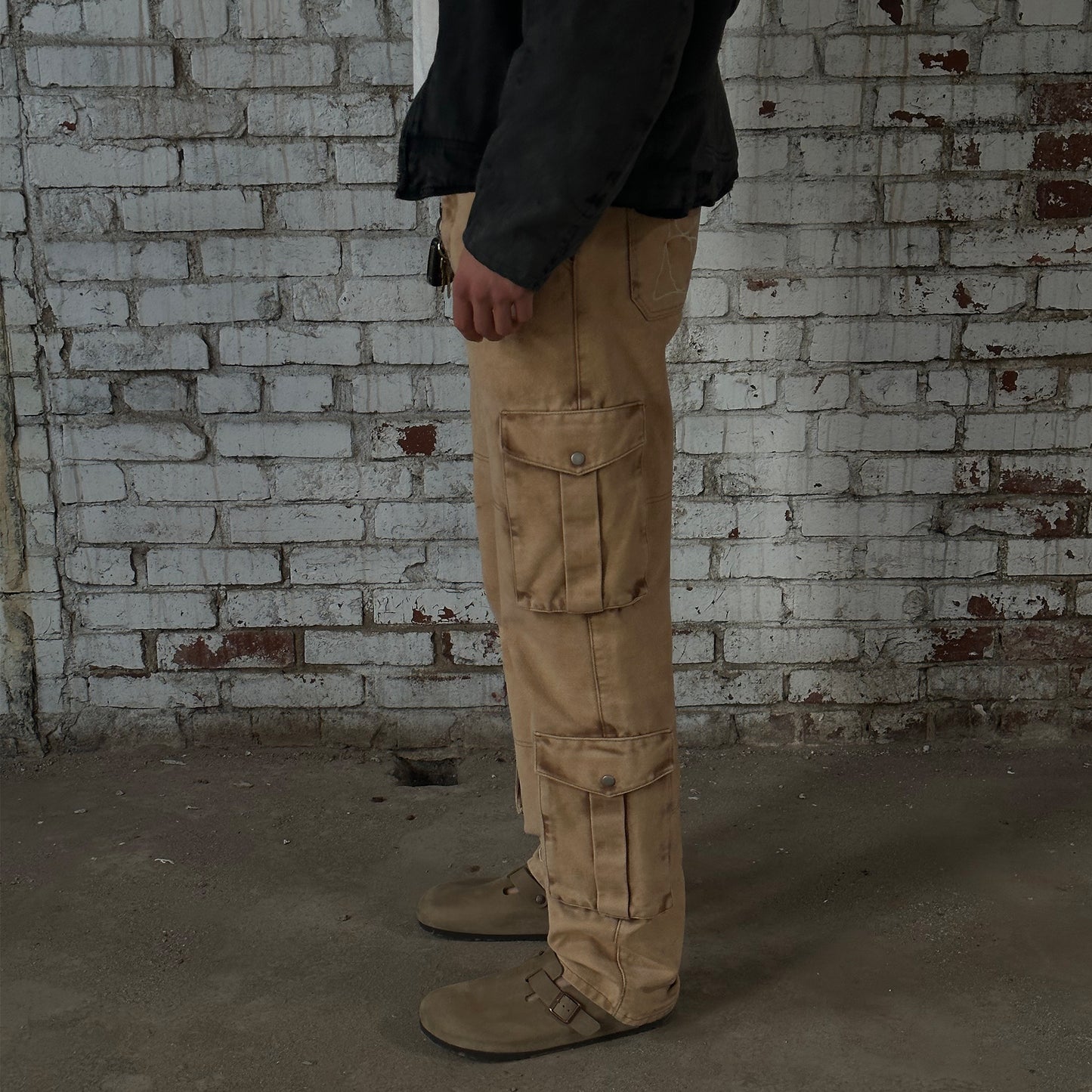 8 Pocket Stone-Washed Canvas Cargo Pants