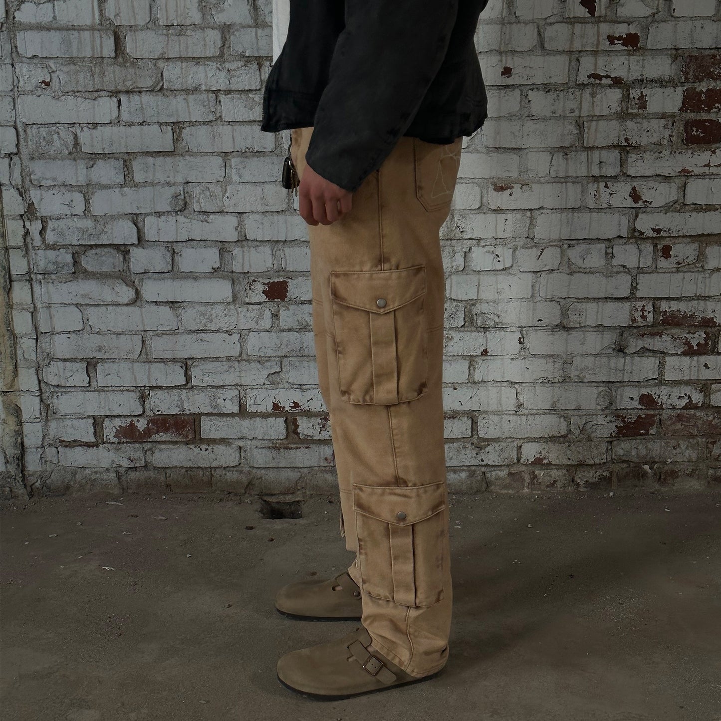 8 Pocket Stone-Washed Canvas Cargo Pants