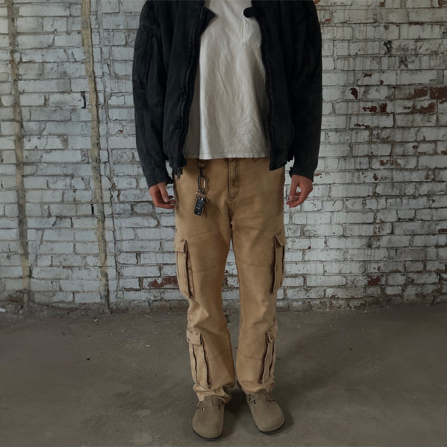8 Pocket Stone-Washed Canvas Cargo Pants