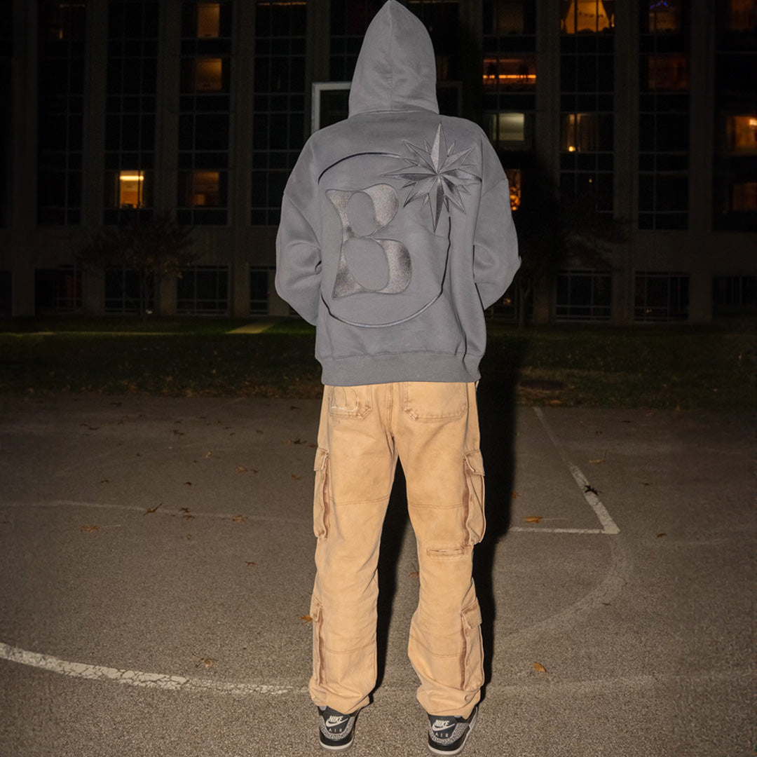 "Midnight Grey" Big B Embroidered Hoodie