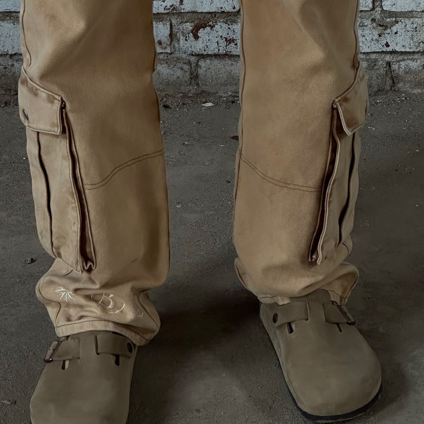 8 Pocket Stone-Washed Canvas Cargo Pants