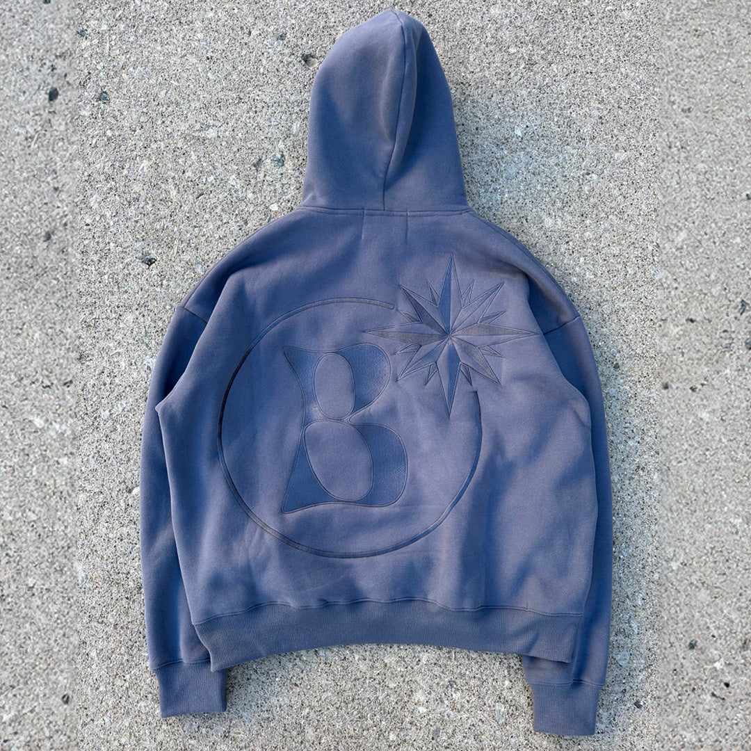 "Midnight Grey" Big B Embroidered Hoodie