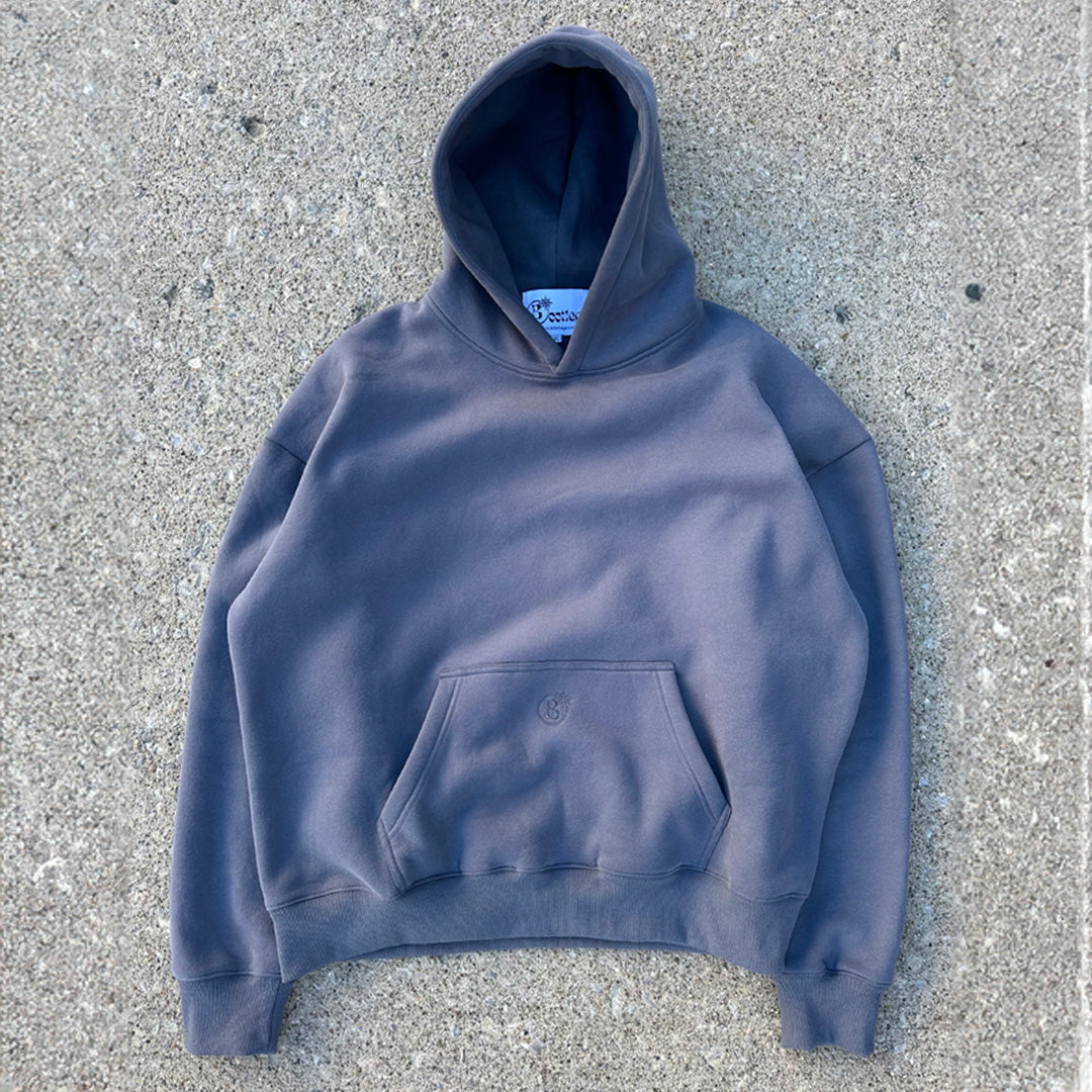"Midnight Grey" Big B Embroidered Hoodie